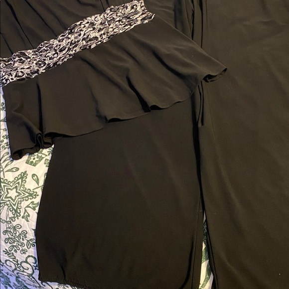 Perceptions Pants - Perceptions Black 2 piece outfit with Animal Print Accent, lightweight